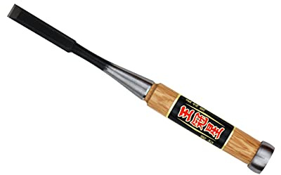 OHKANBOSHI Japanischer Holzbearbeitungsmeißel Oire Nomi, Schnitzen, Einstecken, Schwalbenschwanz, Griff aus roter Eiche, hergestellt in Japan (12 mm - 1/2 Zoll)