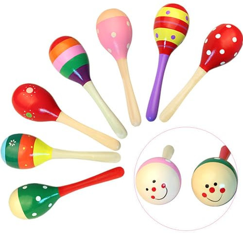 WSNDM 1 Paar Rasseln aus Holz, Rasseln Percussion Musical Zubehör, Maracas Eierschale Shaker Sand Hammer, Musik Instrument für Babys, für Kinder, Partys und Schulen (Zufällige Farbe)