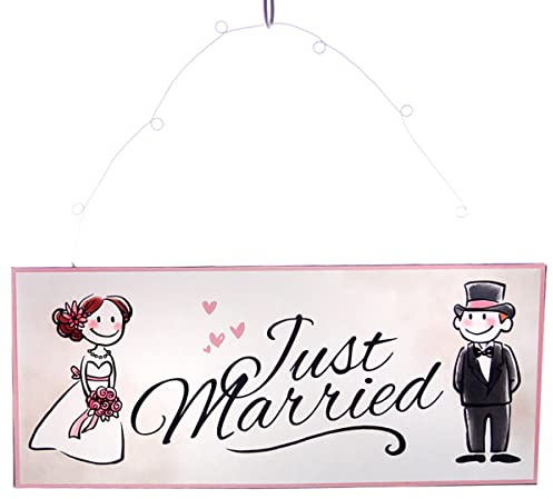Metallschild Just Married Dekoschild Hochzeitsdeko | Geschenk zur Hochzeit - Türschild