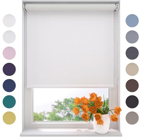 Radeco® Verdunkelungsrollo 240 x 190 cm weiß, Größen von 40 bis 240 Breite, ohne Bohren möglich, Rollo wandmontage, Rollo 240 cm breit, Fenster rollos für innen, rollos für Fenster