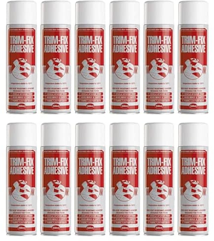 Trim-Fix High Temperature Adhesive Glue Spray for Lining Carpet & Upholstery (12), Ideal for Securing Materials and Ensuring Long-Lasting Adhesion in Various Applications!