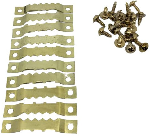 Terryshop74 – Set 24 Ganci per Quadri con Viti incluse – Supporti Metallici Seghettati per Cornici, Quadri, Foto e Decorazioni da Parete – Facile Installazione