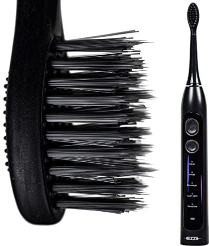 EZZI Cepillo de dientes eléctrico sónico | Cerdas cónicas ultra suaves | Batería recargable de 60 días | 42.000 vibraciones/minuto | para adultos, dientes sensibles, enfermedad de las encías