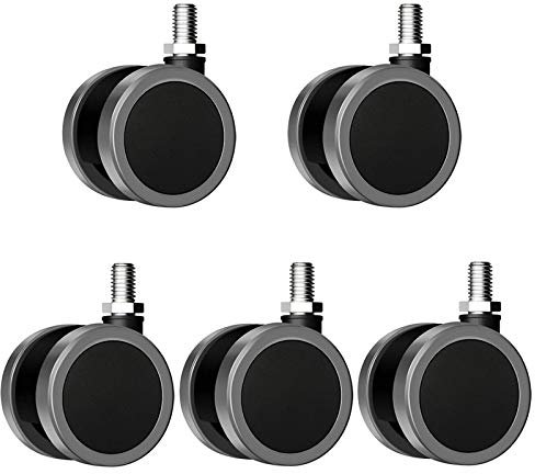 BOCbco Plattenrollen 5Er-Pack Ersatz Für Bürostuhlrollen, Universelle Drehstuhlrollen, Schreibtischstuhlrollen, Möbelrollen Aus Polyurethan, 2-Zoll-Computerstuhlrollen, Belastung 250 Kg/Grey/Stem