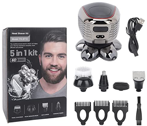 ANKROYU Kopfrasierer, IPX7 Rotationsrasierer, USB elektrisch Herren Rasierer, Multifunktional Elektrorasierer für Rasieren Haareschneiden Nasenhaare schneiden Kopfhautmassage Gesichtsreinigung