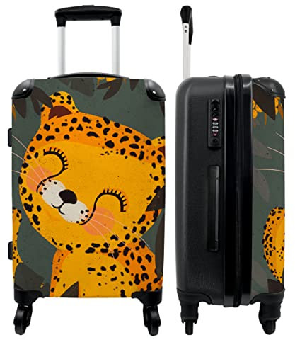 NoBoringSuitcases.com® Kinderkoffer Trolley Weichgepäck Große Koffer Carry on Luggage Geschenk - Gepard - Tier - Dschungel - 67x43x25cm