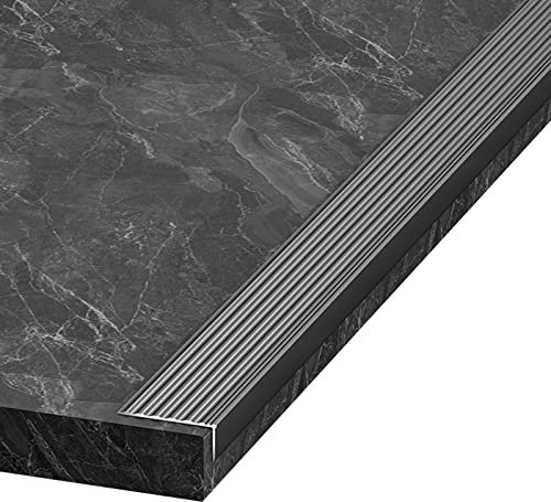 Treppenkantenprofil Antirutsch Treppe Außenbereich Treppenstufen Anti-Rutsch-Streifen 3 Stück, Schwarz Eckkantenschutz Für Holztreppen Und Fliesentreppen, Aluminium Schwellenleiste Für Türschwellen (