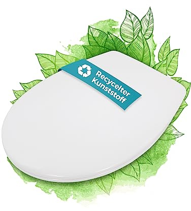 Calmwaters® Nachhaltiger Toilettendeckel, Made in EU, WC-Sitz mit Absenkautomatik, 100% recycelter Kunststoff, abnehmbar, Top-Fix, Rezyklat in Weiß