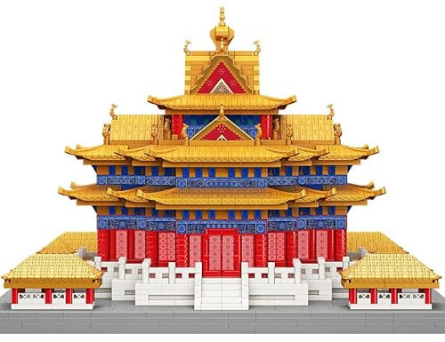 Chinesische Architektur Baustein, 4601 Teile Eckturm der Verbotenen Stadt Mini-Bausteine Klemmbausteine Häuser Modell, Modulares Architektur Spielzeug Geschenk für Teenager und Erwachsene