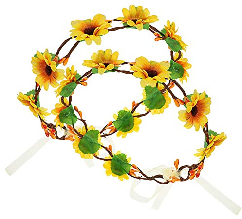 GALPADA 2stücke Sonnenblumen Wreath Haarschmuck Für Mädchen Einstellbare Blumenkrone Boho-stil Für Hochzeiten Partys Festivals Und Fotografie