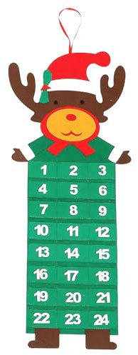 Stoff Weihnachten Adventskalender, 2023 selber befüllen Weihnachten Adventskalender Ornamente, 24 Tage Countdown bis Weihnachten Filz Stoff Adventskalender, Hängende Weihnachtsschmuck (Elch)