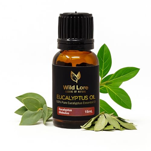 Wild Lore Eucalyptus Essential Oil 100% Pure and Natural Therapeutic Grade for Massage, Diffuser, Steam Inhalation, Cleaning, Skincare, Aromatherapy and Relaxation 15ml