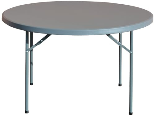 EME Mesa Redonda Plegable para Eventos Color Gris Oscuro de Dimensión 120cm Material Polietileno de Alta Densidad Apta para Eventos de Interior y Exterior
