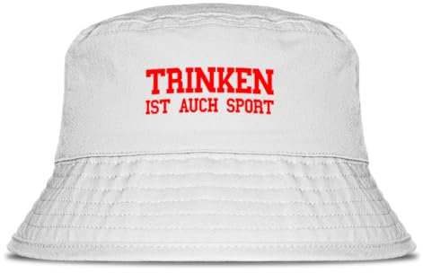 Prozente Momente Trinken ist auch Sport Fischerhut | Anglerhut | Sonnenhut | Sommer | Party | Lustige Sprüche | OneSize | Malle | Urlaub | Weiß