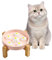 Ciotola Anti Ingozzamento Gatto Rialzata - Ciotola Ceramica Gatto con Supporto in Bambù Antiscivolo - Ciotole per Gatti Rialzate Antivomito - Scodella Cibo Gatto per Mangiare Lento - Fiori Bianchi