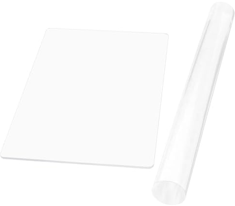 LNQ LUNIQI Acrylic Glass with Acrylic Clay Roller, 1 Set Solid Acrylic Clay Roller with Transparent Acrylic Plates for Clay Modelling Clay Tools Ceramic Tool