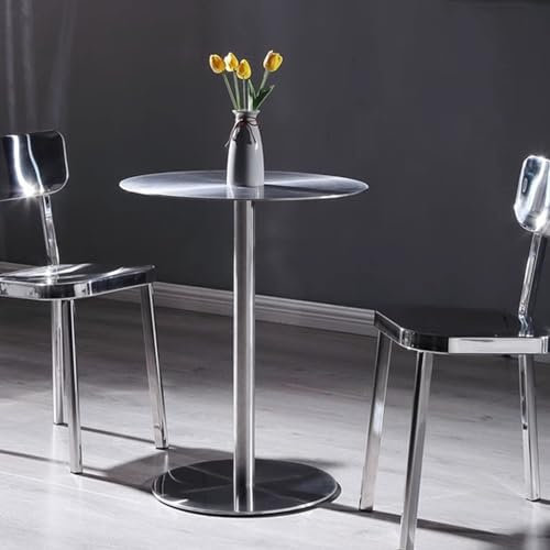 Runder Cocktailtisch in Barhöhe mit stabiler Basis, hoher Pub-Bistrotisch, Konferenztisch aus Edelstahl, Kaffee-Besprechungstisch, Restauranttische für den Innen- und Außenbereich(Size:50x50x75cm)