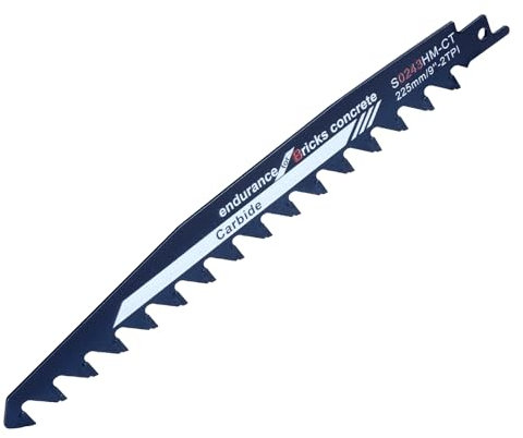 HENGBIRD Säbelsägeblätter Stein, Sägeblätter Säbelsäge Hartmetall für Steinsäge, Sägeblätter für Säbelsäge für Holz, Metall, Stein, Beton, Ziegel, Kompatibel mit Einhell, Bosch, Makita, Dewalt, 225mm