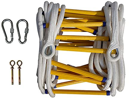 PNAJFUEL Rettungsleiter, Sicherheitsleiter, Notleiter, Evakuierungsleiter Mit Haken Für Kinder Und Erwachsene, Kompakte, Leichte Flucht Aus Dem Fenster/10M/32.8Ft