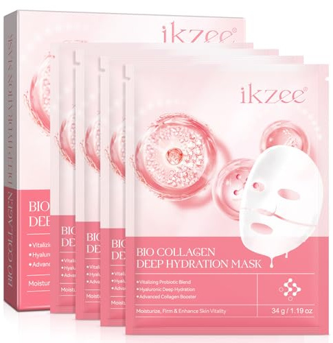 Bio-Collagen Real Deep Mask 4PCS, Bio Collagen Mask Overnight, Maschera Viso Coreana Maschera viso al bio-collagene, maschere viso di bellezza, idratanti, minimizzazione dei pori, Real Deep Mask