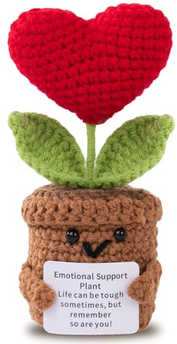 Aruigu Geschenke für Frauen, Handgefertigtes Häkelblume mit Karte, Geschenk & Glücksbringer für Mutter Geburtstag Muttertag, Positive Kartoffel Deutsch Ersatz