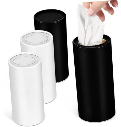 CHILDWEET 4stücke Auto Tissue Box Holder Aus Karton Zylindrisches Design Platzsparend Für Getränkehalter Mit Breiter Öffnung Für Müheloses Nachfüllen Unverzichtbares Auto Accessoire