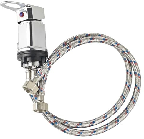 Cama de Champú Grifo Monomando Ducha Set, 1/2 Pulgada Monomando Ducha de Aleación de Cobre, Caliente o Frio Grifo de Ducha Duradero para Lavabo, Champú, Autocaravana (Plata)