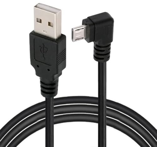 JSER Câble de Charge de données Micro USB 2.0 Type 5 Broches coudé à Gauche à 90 degrés vers USB 2.0 Type-A 480 Mbps Données pour téléphone Tablette Ordinateur Appareil Photo (10 cm)