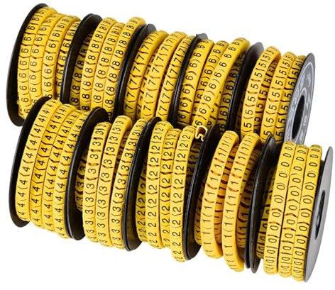 Etiquetas Etiquetas for cables, 10 rollos, marcadores de cables, tubo numérico EC 1/2,5/4/6, cuadrado, 0 a 9, etiqueta for cable, red de tuberías, manga de línea, cóncava, antideslizante, aislamiento