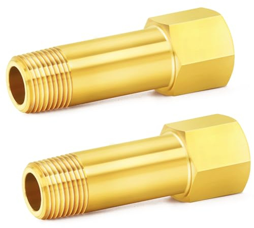 ChillWaves Brass Pipe Fitting, Long Nipple Pipe 1/8 NPT Male x 1/8 NPT Female Thread 2 Length(50MM)(2-PACK)
