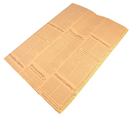 Papel para Embalar Ramo 20 Piezas Kraft Diseño Periódico Inglés | Estilo Vintage Retro, para Arreglos de Flores y Ocasiones Obsequios, Frutas y Postres