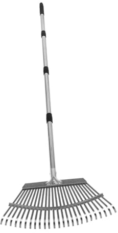 SUPVOX Rastrillo De Jardín Metálico con Mango para Césped y Arbustos Herramienta De Limpieza para Áreas Pequeñas Dientes De Acero Inoxidable