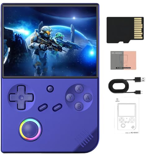 RG40XXV Console Di Gioco Portatile Retrò IPS Da 4 Pollici 640*480 Da 3200mAh Scheda TF Integrata Da 64G/128G/256G Supporta Più Simulatori Sistema Linux Con Protezione Per Schermo-Blue||256GB