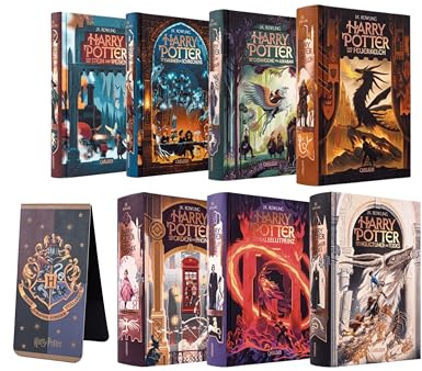 Harry Potter – Die komplette Saga (Bände 1–7) in der Neuauflage + Hogwarts Crest Magnet-Lesezeichen