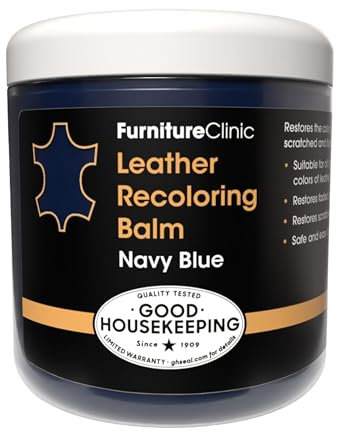 Furniture Clinic – Leder farbauffrishungs Balsam bei Kratzern Abschürfung Ausbleichung für Sofa, Autositze, Schuhe und Kleidung – 16 Farben - 250ml - Marineblau