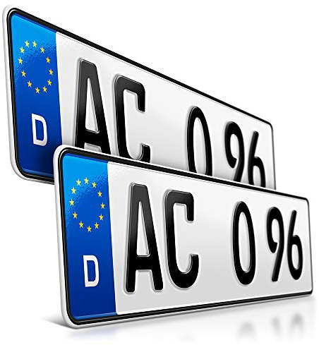 schildEVO 2 Kfz Kennzeichen | 420 x 110 mm | DIN-Zertifiziert – EU Wunschkennzeichen mit individueller Prägung | PKW Nummernschilder | Kurze Autokennzeichen | Auto-Schilder | DHL-Versand