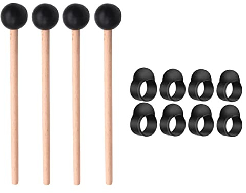 Xusywdm Zungentrommel aus , 8 Stück, Finger Sleeves Handpan mit 4 Stück Ethereal Drum Drumstick Kit Schlaginstrument