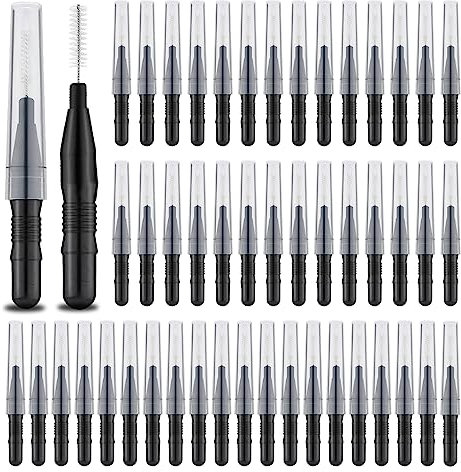 60 PCS Micro Eyebrow Brush with Cap, Disposable Eyelash Brushes Brow Lamination Brushes 360°Bendable Mascara Brush Mascara Wand for Lash Extension Tooth Cleaning
