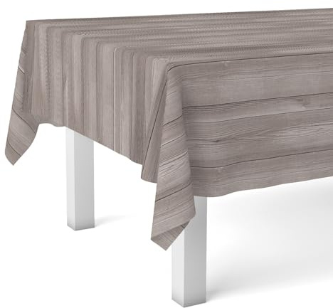 Martina Home Tovaglia in tela cerata Wood, 300 x 140 cm, colore: marrone