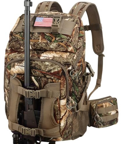 MoiShow Jagdrucksack, Jagdrucksack mit Gewehrhalter, Jagdrucksäcke für Männer, Jagdtasche mit wasserdichtem Regenschutz, Stealth Reed Camo, Jagd