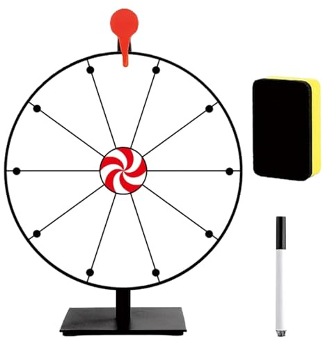 Rueda de la fortuna para girar | Rueda giratoria blanca para premios | Ruleta Spinner con marcador de borrado en seco y goma de borrar para ferias, carnaval, juegos de ganador