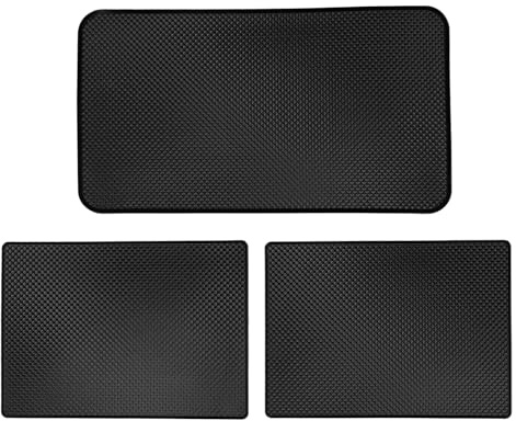 3 Pezzi Tappetino Antiscivolo per Auto Cruscotto in Silicone, Tappetino Adesivo Antiscivolo Nero per Cruscotto Auto, per Telefoni Cellulari, Occhiali da Sole, Chiavi, (27x15cm, 18x13cm)