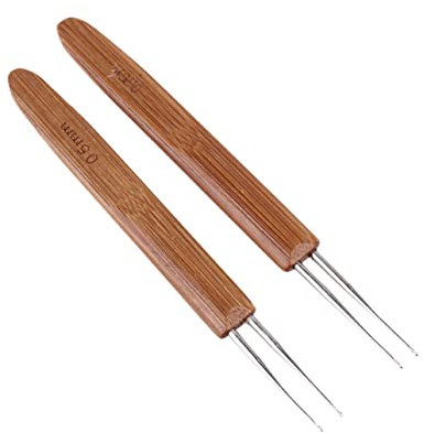Sewroro 2pcs Bamboo Crochet for Dreadlocks Knitting Carbonized Bamboo Crochet Hooks Creative Knitting Needles for Faux Locs