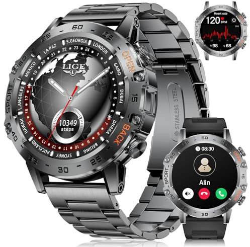 LIGE 2025 Smartwatch Uomo/1,45 ″ Amoled Smartwatch con Chiamate,530 mAh Batteria,IP68 Impermeabile Orologio Fitness con Monitor Frequenza Cardiaca/Sonno,100+ Modalità Sportive per Android iOS