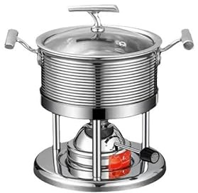 IUYIXWFP Stainless Steel 3-in-1 Fondue Set - Ideal for Melting Cheese, Chocolate, Butter, and Mor