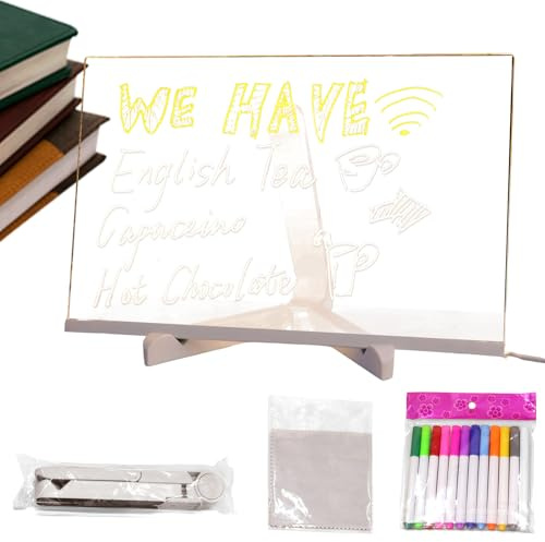 Liakyunf Lavagna a LED per Appunti - Bacheca Illuminabile per Appunti - Scrittura, Disegno e Doodle Artistico per Messaggi - Ideale per Negozi, Scuola, Bar, Casa, Scrivania e Compleanni Bambini