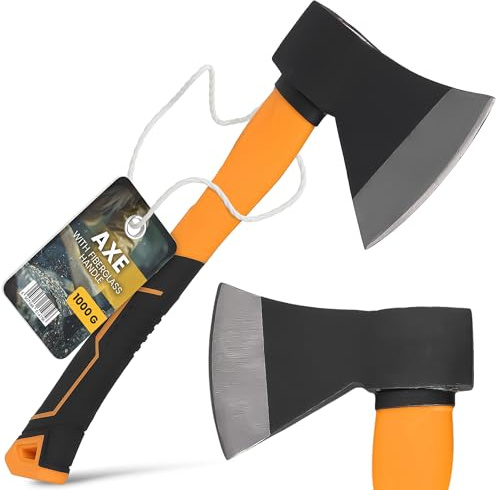 Instalguru Ascia Universale 1000 g Impugnatura In Fibra Di Vetro Antiscivolo Per Spaccare Legna Lavori In Giardino Bosco Campeggio Carpenteria Esterni Taglio