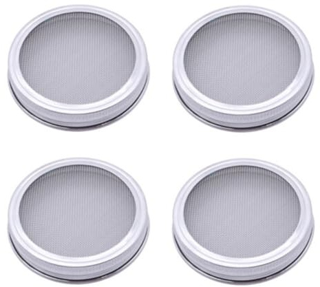 Kalokairi Confezione da 4 coperchi per barattoli in acciaio inox, diametro 7 cm, rete alimentare 304 con schermo rimovibile, facile da pulire, da utilizzare come setaccio per spezie/zucchero/farina