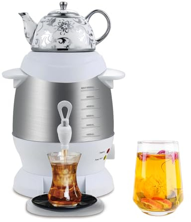 Elektrischer Teebereiter, Edelstahlkessel mit Warmhaltefunktion & Verbrühungsschutzgriff, 5L Kapazität zum Aufbrühen von Tee und Kaffee