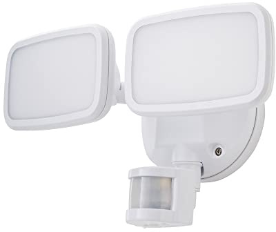 LITECRAFT Alma Outdoor Twin 20 Watt Integrated LED Floodlight with PIR Motion Sensor - White